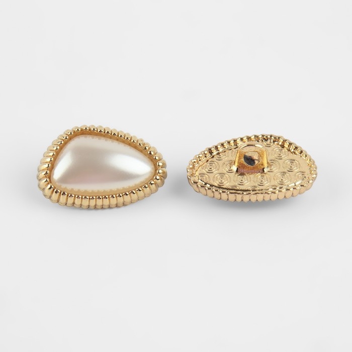 Набор металлических пуговиц на ножке, 21,5 мм, 5 шт, цвет жемчужный/золотой Набор металлических пуговиц на ножке, 21,5 мм, 5 шт, цвет жемчужный/золотой