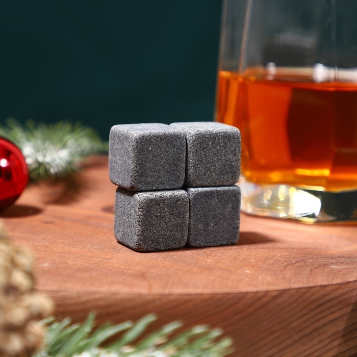 Новый год. Камни для виски &laquo;На удачу&raquo;, 4 шт