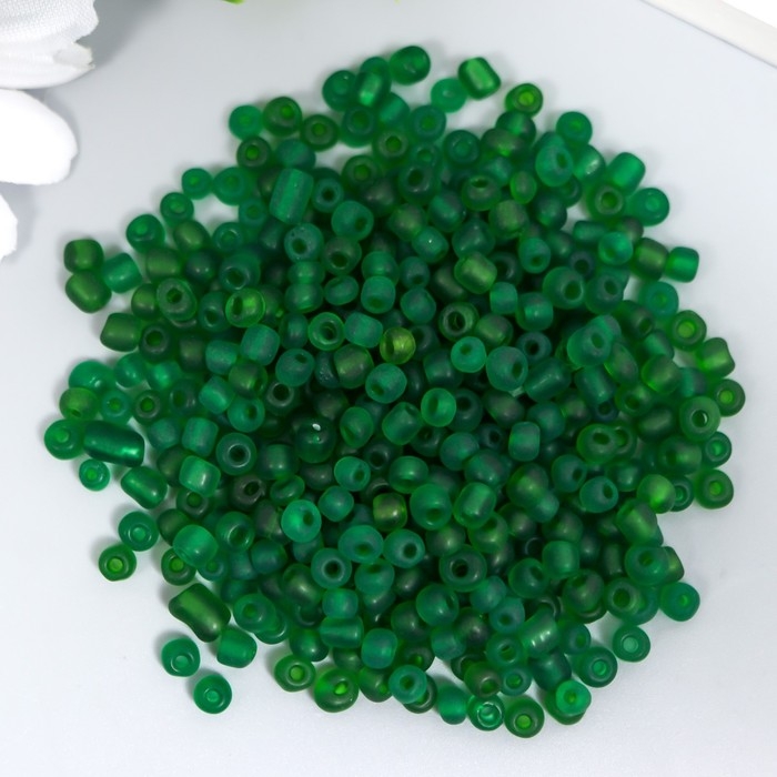 Бисер стекло 6/0 Бисер стекло 6/0 "Матовый полупрозрачный. Зелёный мох" 30 гр