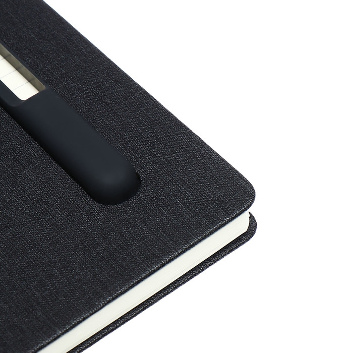 Ежедневник недатированный A5, 96л, лин, держатель для телефона/планшета/ручки, Черный