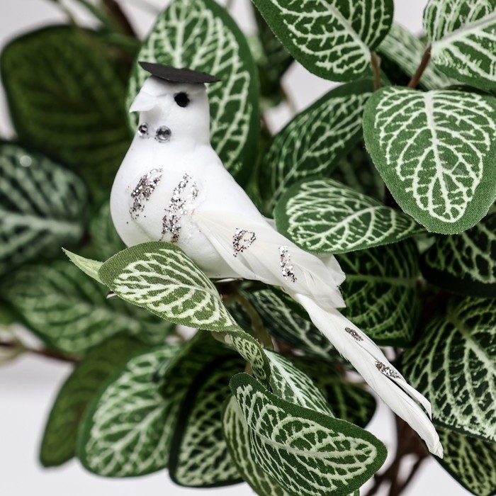 Набор птичек для декора и флористики, на прищепке, пластиковая, белый, 2 шт., 13 х 3 х 3 см