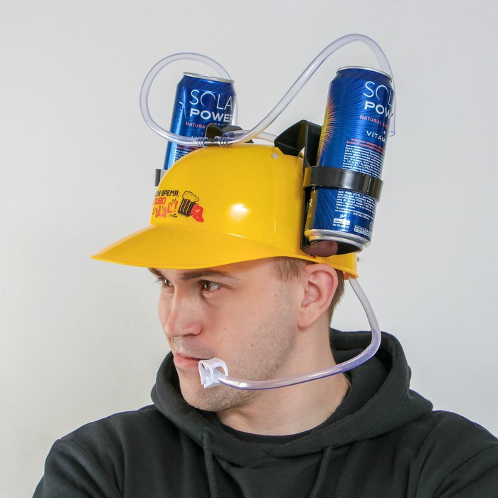 Каска &laquo;Делу время, а пиво щас&raquo;, с отверстиями под банки, обхват головы 56-58 см