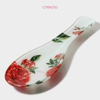 Подставка стеклянная под ложку Доляна &laquo;Пионы&raquo;, 23,5&times;8,3 см