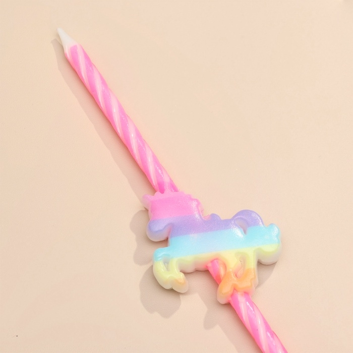 Набор свечей для торта, 4 шт Набор свечей для торта, 4 шт "Радужные единороги", спиральные, разноцветные