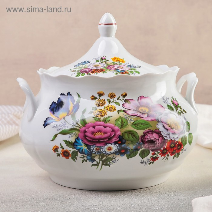 Набор фарфоровый для пельменей «Букет цветов», 7 предметов Набор фарфоровый для пельменей «Букет цветов», 7 предметов