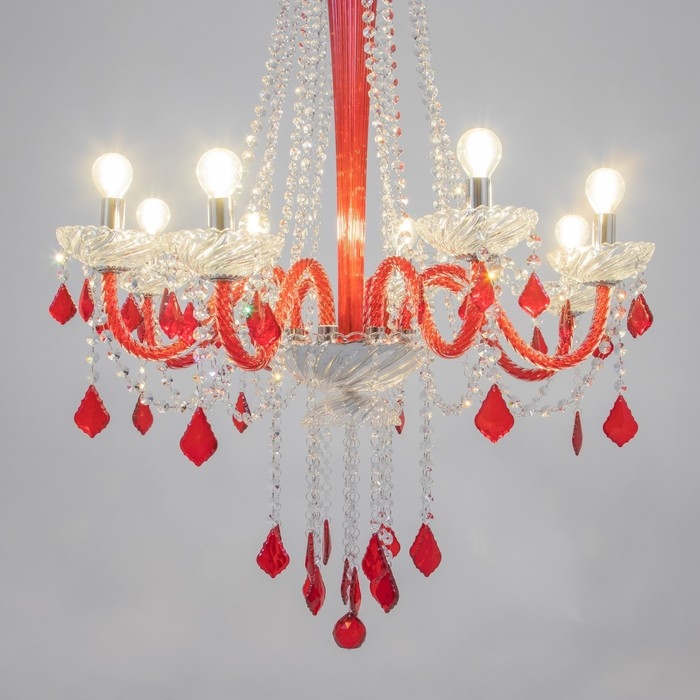 Люстра Люстра "Карина" 8хЕ14 40Вт красный 75х75х100-130см BayerLux