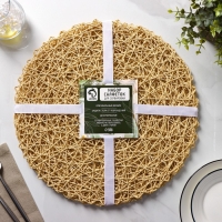 Салфетки сервировочные на стол Доляна &laquo;Одуванчик&raquo;, 4 шт, d=38 см, цвет бежевый