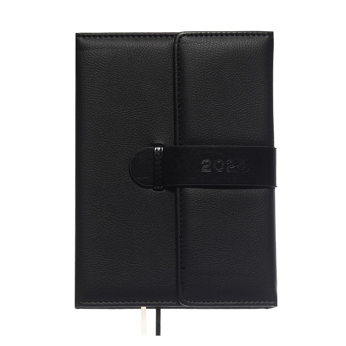 Ежедневник датированный 2024 A5 176 листов, deVENTE.Tudor, твёрдая обложка из искусственной кожи, ляссе, кремовый блок 70 г/м2, чёрный