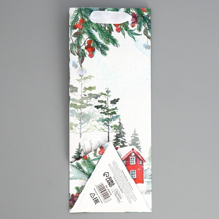 Пакет под бутылку, треугольный &laquo;Чудо&raquo;, 13 х 32 х 11.3 см, Новый год