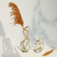 Ваза для цветов &laquo;Линия&raquo; стеклянная, прозрачная, 14,4 см, 700 мл.