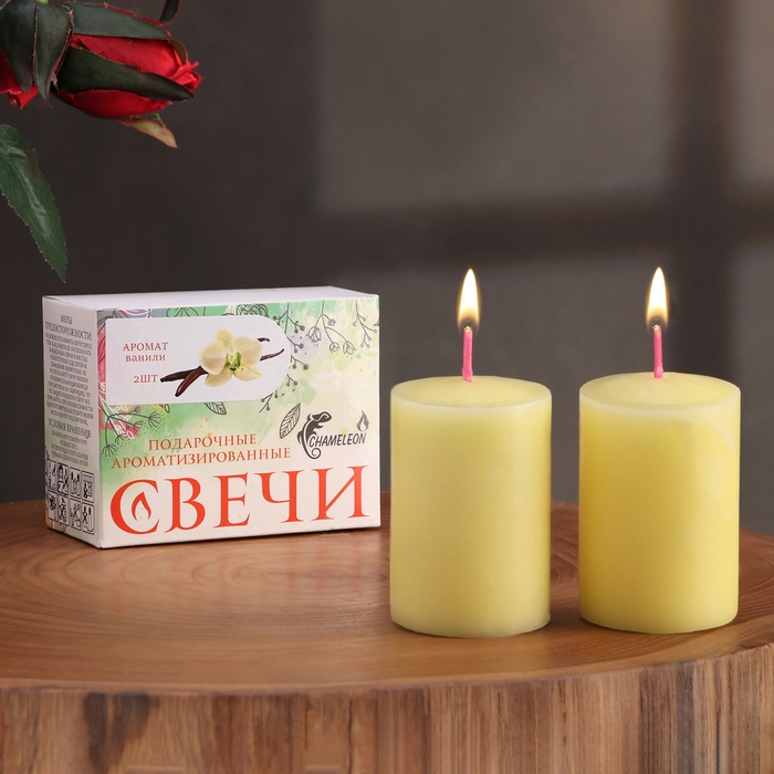 Набор свечей-столбиков 2 шт, 4х6 см, ваниль