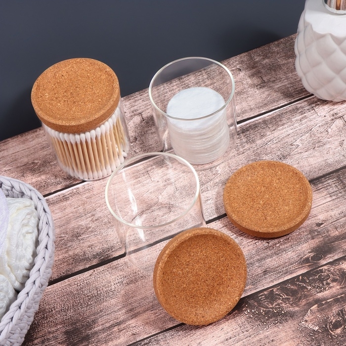 Набор органайзеров для ватных палочек и дисков, 26 × 11 × 9,5 см цвет прозрачный/коричневый Набор органайзеров для ватных палочек и дисков, 26 × 11 × 9,5 см цвет прозрачный/коричневый