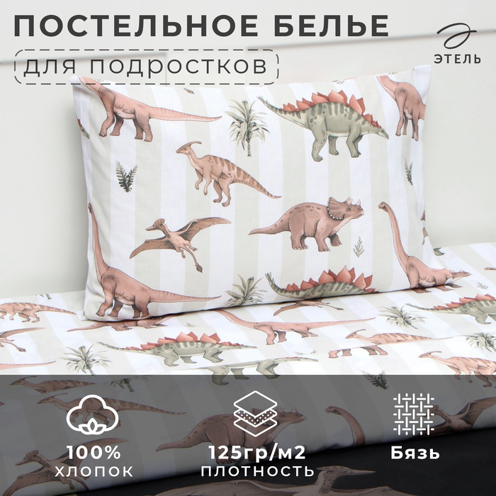 Постельное бельё Этель 1,5 сп Юрский период 143х215 см, 150х214 см, 50х70 см -1 шт, Постельное бельё Этель 1,5 сп Юрский период 143х215 см, 150х214 см, 50х70 см -1 шт,