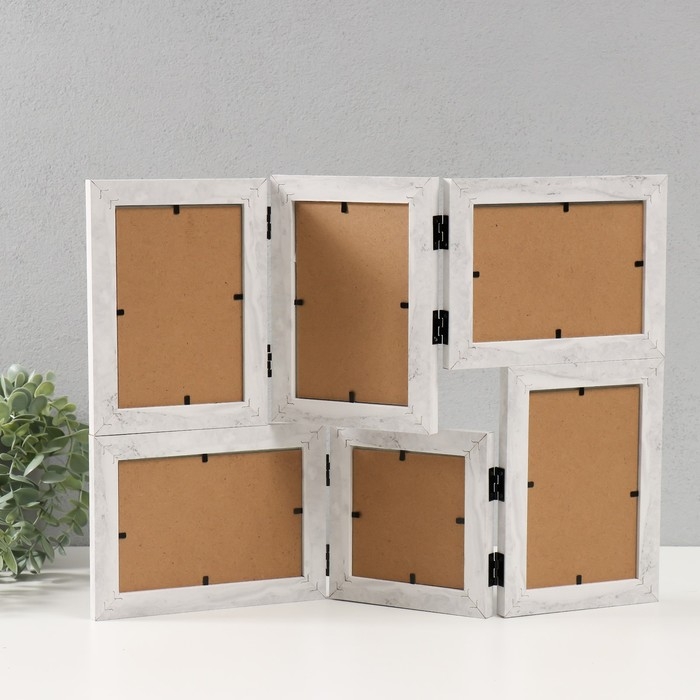 Фоторамка МДФ на 6 фото 10х15 см, 10х10 см Фоторамка МДФ на 6 фото 10х15 см, 10х10 см "Загадка" белая 33х47,8х1,1 см