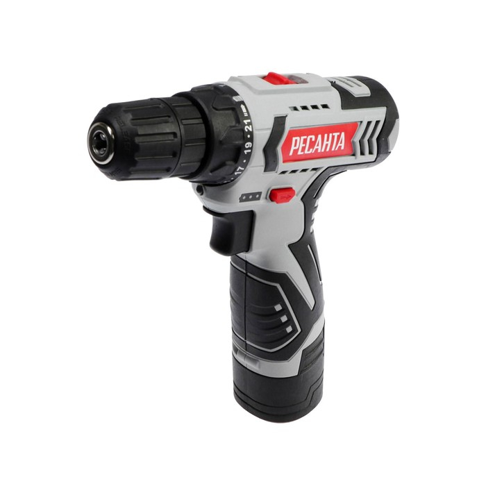 Дрель-шуруповерт Дрель-шуруповерт "Ресанта" ДА-12-2Л, 12 В, 2 Ач, Li-Ion, 40 Нм, 400/1400 об/мин