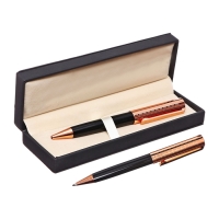 Ручка подарочная шариковая в кожзам футляре поворотная Винтаж корпус черный/медь Ручка подарочная шариковая в кожзам футляре поворотная Винтаж корпус черный/медь