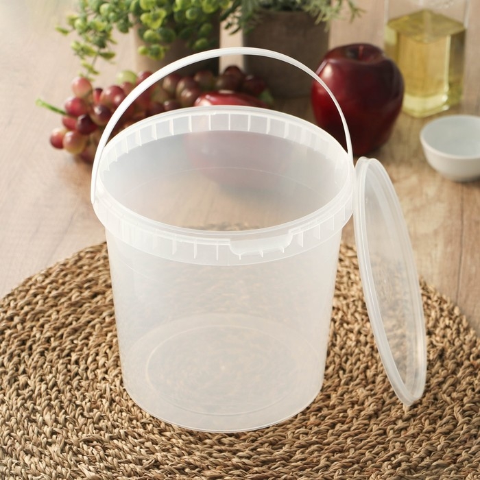 Ведро пластиковое одноразовое с крышкой &laquo;Для солений&raquo;, 2,8 л, d=17 см, прозрачное, 120 шт/уп