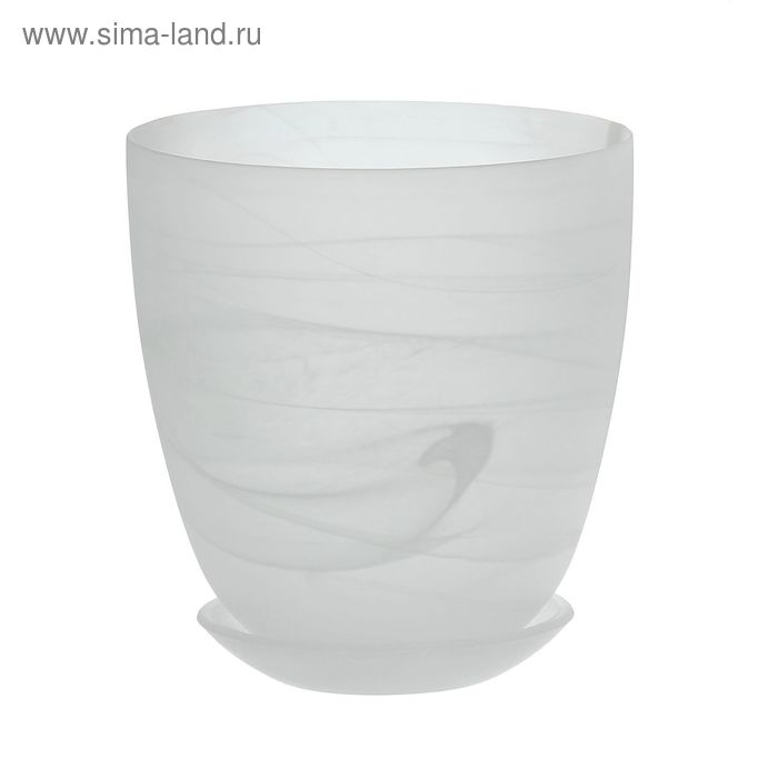 Горшок цветочный с поддоном №4, алебастр, белый матовый, 2 л