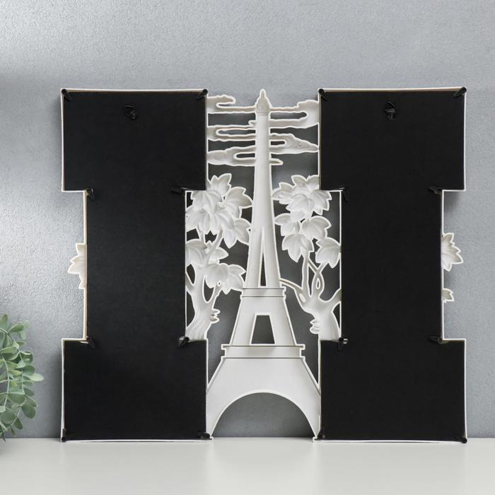 Фоторамка на 6 фото 10х15 см Фоторамка на 6 фото 10х15 см "Эйфелева башня в облаках" белая 41,5х48х2,5 см