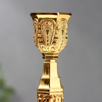 Подсвечник металл на 1 свечу "Узорный" золото 25х10х10 см