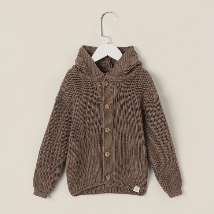 Кардиган вязаный с капюшоном SL Home, р.86-92 см, кофейный Кардиган вязаный с капюшоном SL Home, р.86-92 см, кофейный