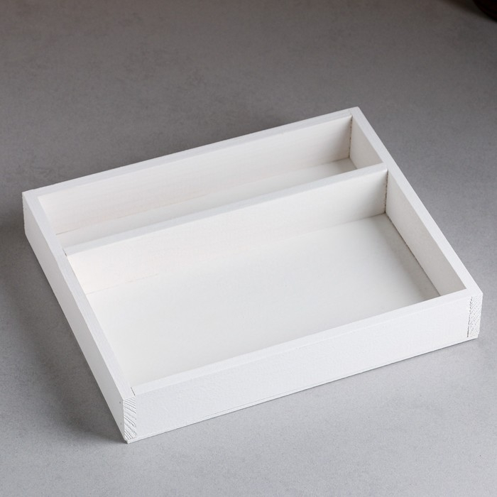 Кашпо деревянное 25.5&times;20&times;4.5 см "Макарунас", белый Дарим Красиво