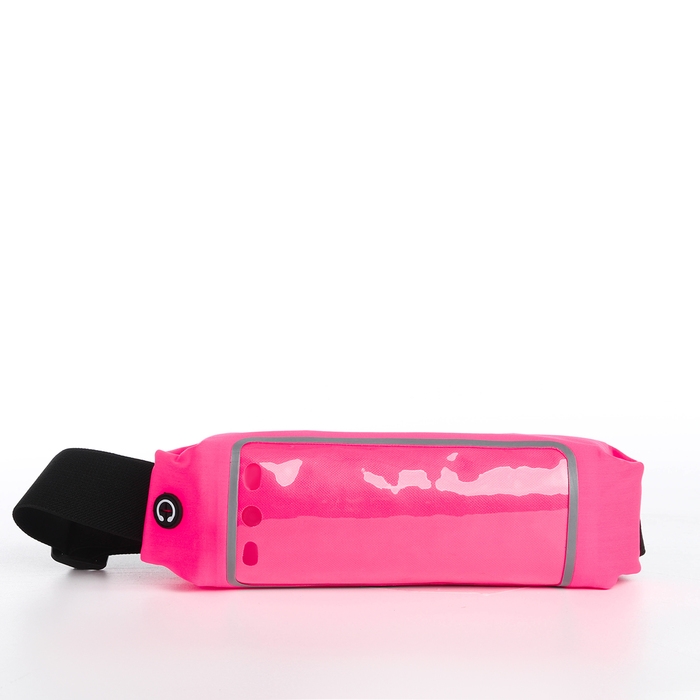 Сумка поясная на молнии, светоотражающие элементы, цвет розовый
