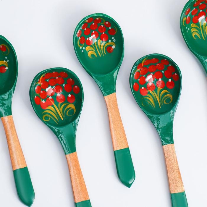 Ложка «Зеленушка», салатная, 6×21, хохлома Ложка «Зеленушка», салатная, 6×21, хохлома