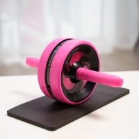 Ролик для пресса ONLYTOP, 38х17х17 см, с ковриком, цвет розовый