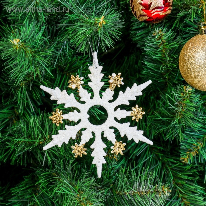 Украшение ёлочное Украшение ёлочное "Снежинка полярная" (набор 2 шт) d-14,5 см, бело-золотой