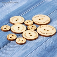 Набор бирок &laquo;Hand made&raquo;, пуговки, 30 мм - 6 шт; 25 мм - 6 шт; 15 мм - 25 шт
