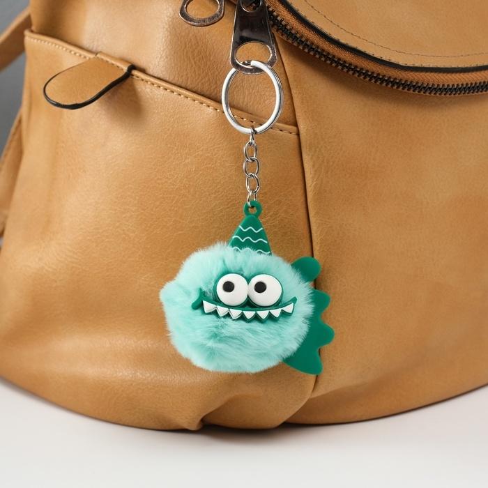 Пушистик на кольце Пушистик на кольце "Пиранья" зелёный 7,5х7х6 см