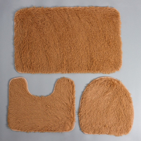 Коврики для ванной и туалета Доляна &laquo;Плюшевый&raquo;, 3 шт: 34&times;40, 40&times;50, 50&times;80 см, цвет бежевый