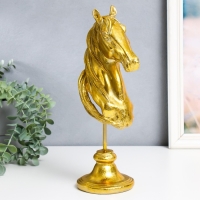 Сувенир полистоун бюст "Голова коня" золотой 10х11х31,5 см Сувенир полистоун бюст "Голова коня" золотой 10х11х31,5 см