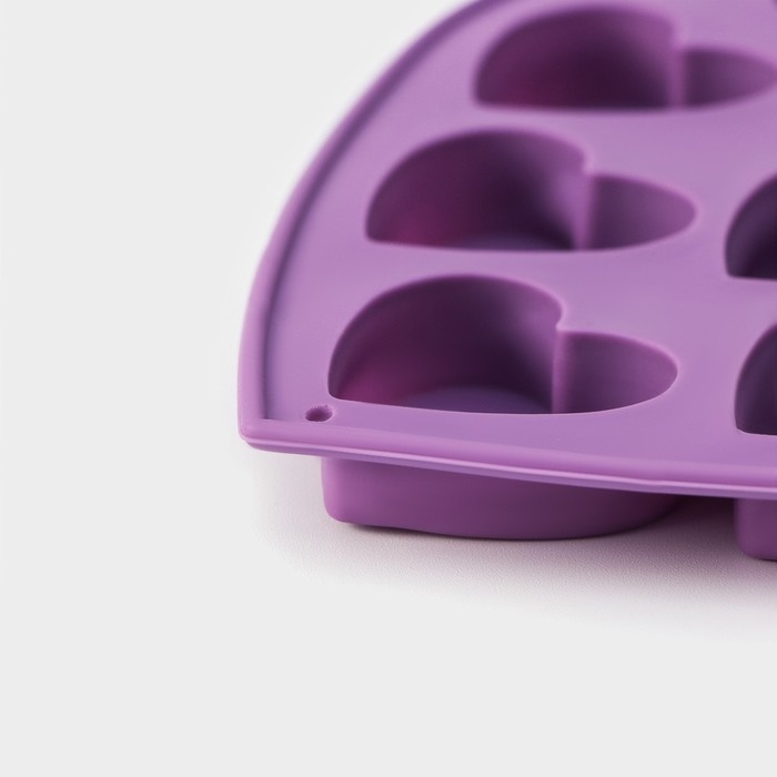 Форма для конфет и шоколада Доляна &laquo;Сердечки&raquo;, силикон, 15&times;14,5&times;1,5 см, 10 ячеек, цвет МИКС