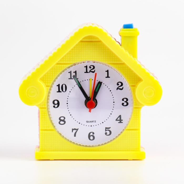 Часы настольные будильник детский с подсветкой Часы настольные будильник детский с подсветкой "Домик", 9 х 8.5 см, микс