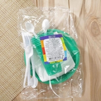 Набор пластиковой одноразовой посуды &laquo;Премиум&raquo;, 6 персон, цвет МИКС