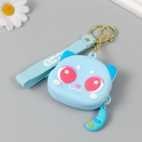 Брелок кошелёк с карабином, ремешком силикон "Котёнок лунный" 3,2х8,3х7,3 см Брелок кошелёк с карабином, ремешком силикон "Котёнок лунный" 3,2х8,3х7,3 см