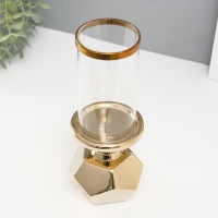 Подсвечник керамика, стекло на 1 свечу "Грани" d=7,5 см золото 10,5х10,5х27 см Подсвечник керамика, стекло на 1 свечу "Грани" d=7,5 см золото 10,5х10,5х27 см