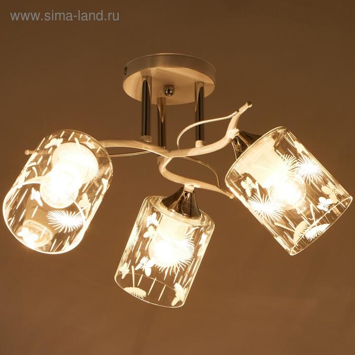 Люстра ГАЛЛОП 880531 3х60Вт Е27 белый матовый/хром