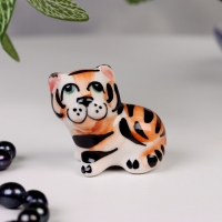 Сувенир гжель &laquo;Тигр&raquo;, бело-синий,керамика,