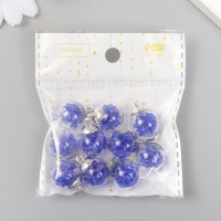 Подвеска декоративная для творчества стекло "Шар - камешки" синяя d=1,6 см набор 10 шт