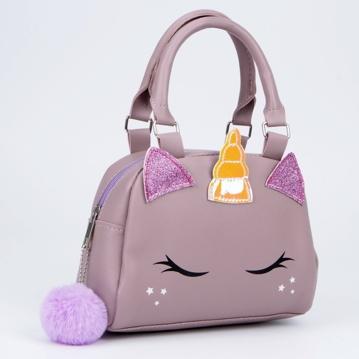 Сумка детская для девочки Сумка детская для девочки "Единорог", на молнии, цвет сиреневый