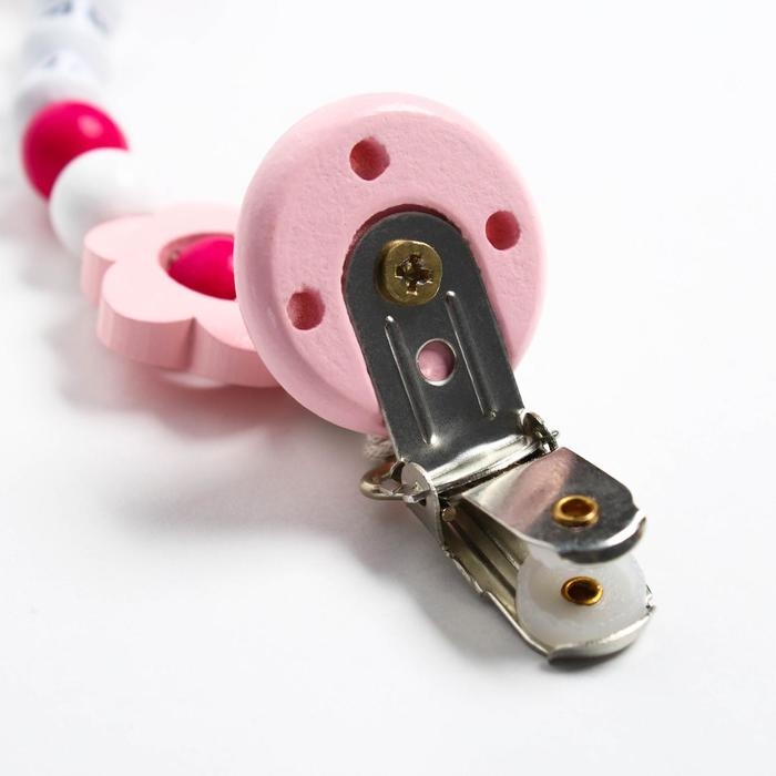 Держатель для соски - пустышки &laquo;Мишка&raquo;, деревянный, цвет розовый