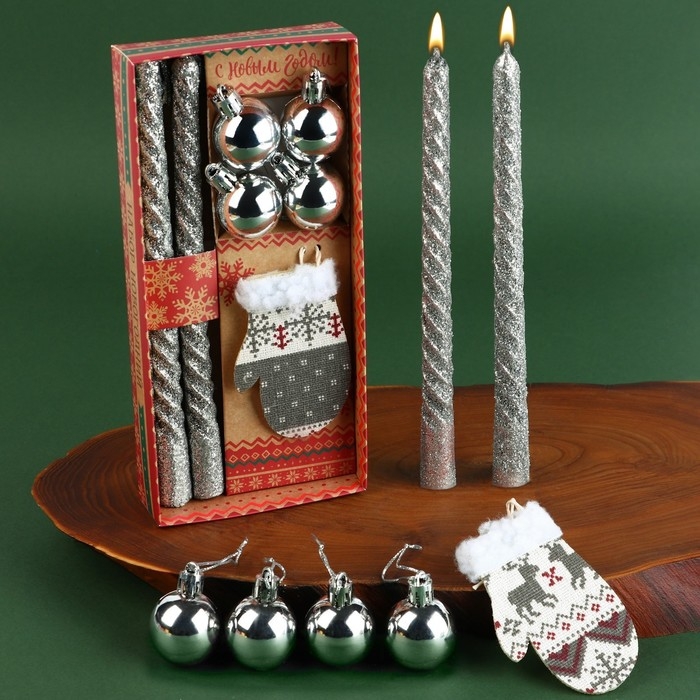 Новогодние витые свечи с декором «Удачного Нового года!», на Новый Год, набор Новогодние витые свечи с декором «Удачного Нового года!», на Новый Год, набор