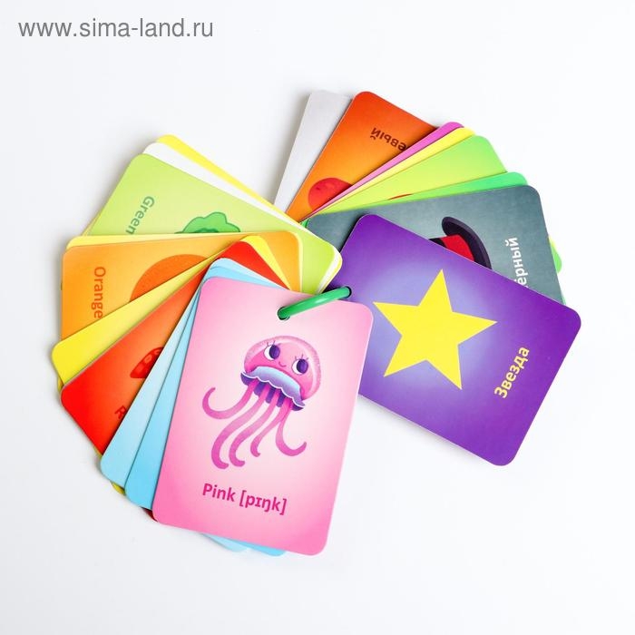 Карточки на кольце для изучения английского языка &laquo;Формы и цвета&raquo;, 20 карт, кольцо, 3+