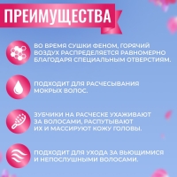 Расчёска массажная, широкая, вентилируемая, 8,5 &times; 20,5 см, PVC коробка, цвет голубой/розовый