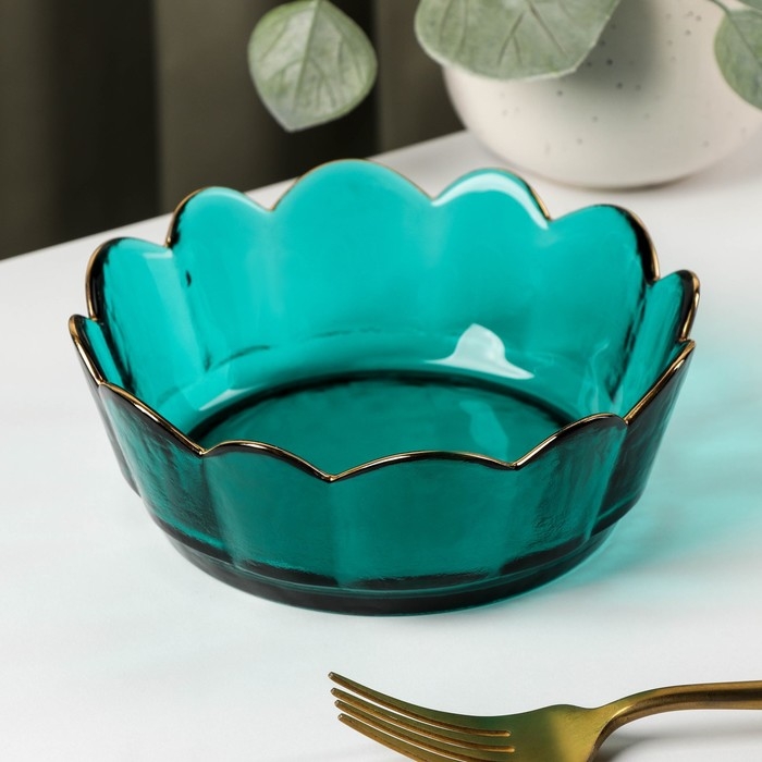 Салатник стеклянный фигурный &laquo;Цветочный&raquo;, 500 мл, 15&times;5 см