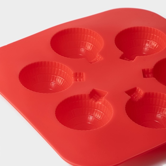 Форма для шоколада новогодняя Доляна «Шар», силикон, 15×15×2 см, 6 ячеек, цвет красный Форма для шоколада новогодняя Доляна «Шар», силикон, 15×15×2 см, 6 ячеек, цвет красный