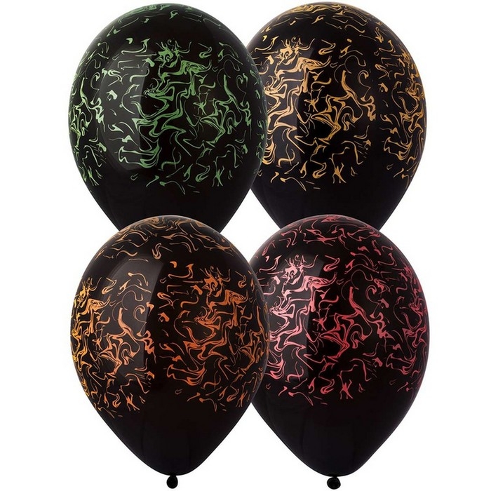 Шар латексный 14" &laquo;Шелкография&raquo;, 25 шт., чёрный, МИКС